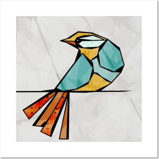 Modern Simple Digital Pop Art Bird in Turquoise Posters and Art